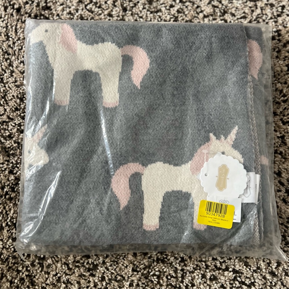 NWT Mud Pie Gray Unicorn Blanket